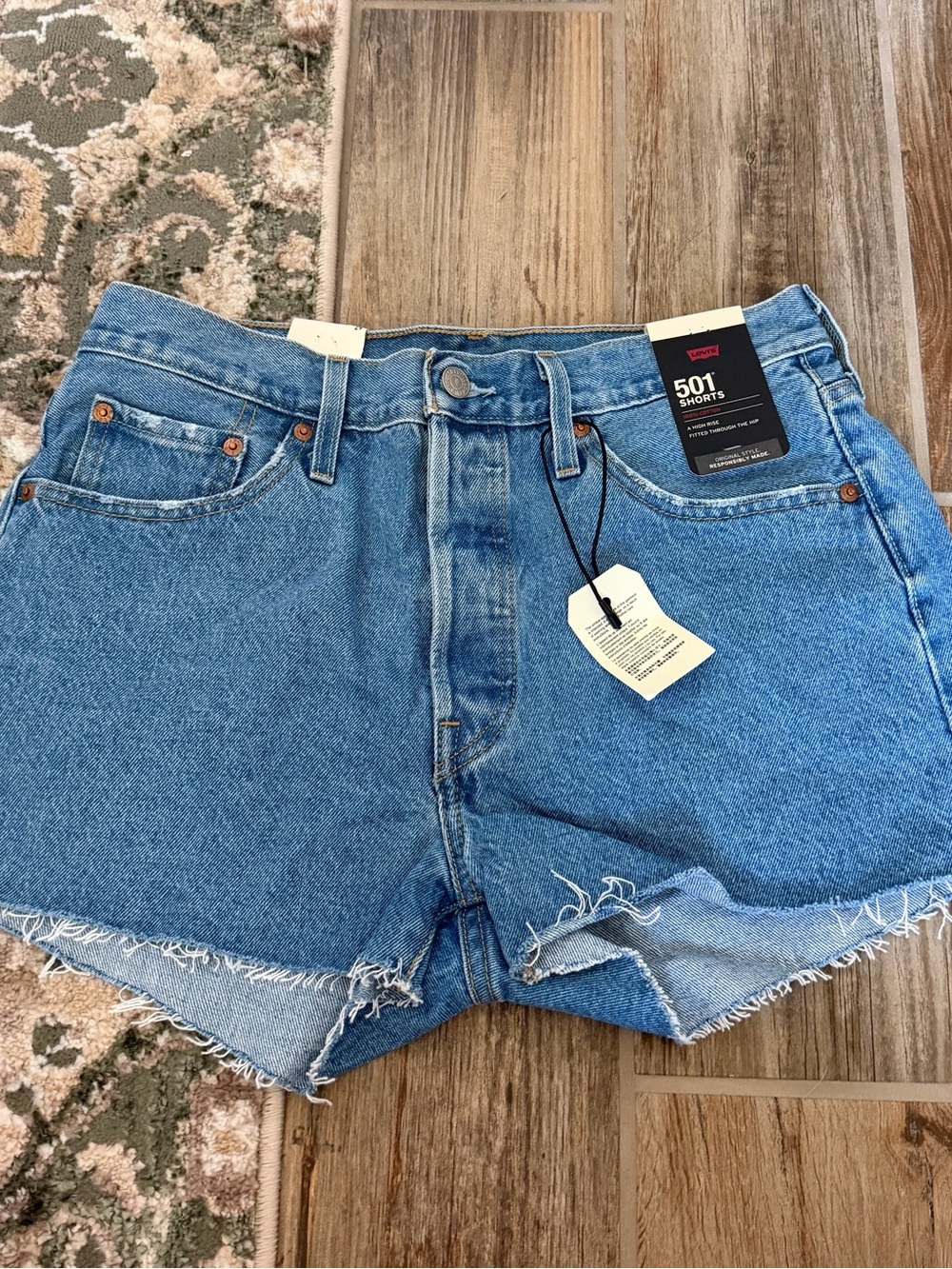 Levi's Blue High-Rise Cutoff Denim Shorts